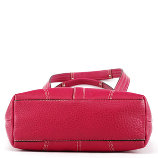 F13959 Pink Leather Turnlock Tote Bag