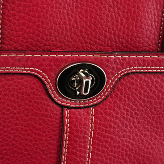 F13959 Pink Leather Turnlock Tote Bag