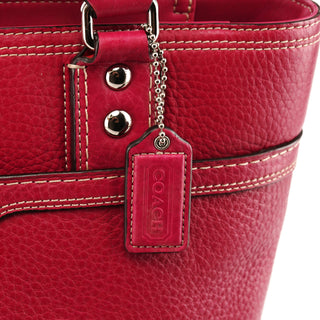 F13959 Pink Leather Turnlock Tote Bag