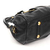 Black Leather Classic Q Baby Groovee Bowling Bag