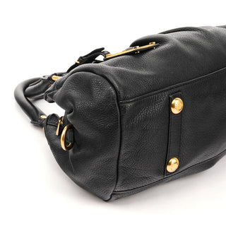 Black Leather Classic Q Baby Groovee Bowling Bag