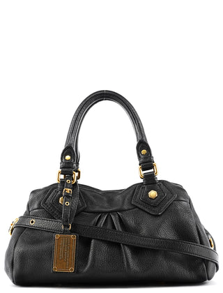 Black Leather Classic Q Baby Groovee Bowling Bag