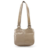 Greige Patent Leather Multi-Pocket Tote Bag
