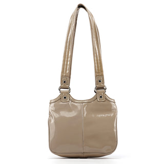 Greige Patent Leather Multi-Pocket Tote Bag