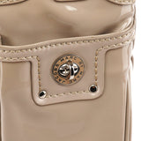 Greige Patent Leather Multi-Pocket Tote Bag