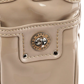 Greige Patent Leather Multi-Pocket Tote Bag