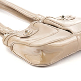 Greige Patent Leather Multi-Pocket Tote Bag