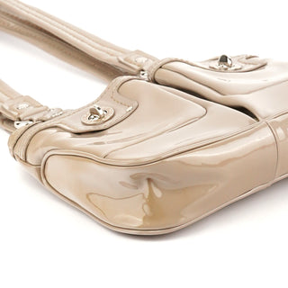 Greige Patent Leather Multi-Pocket Tote Bag