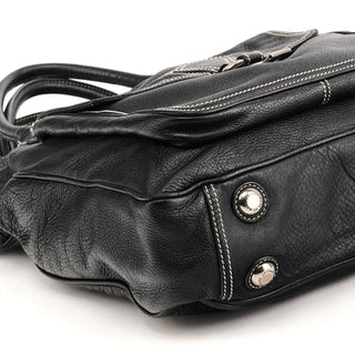 Black Leather Pocket 2-Way Bag