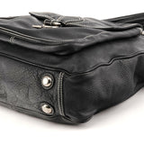 Black Leather Pocket 2-Way Bag