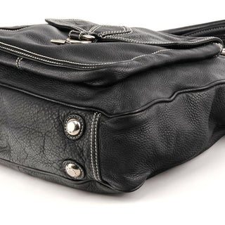 Black Leather Pocket 2-Way Bag