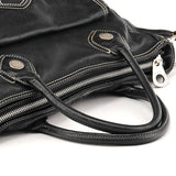 Black Leather Pocket 2-Way Bag