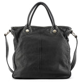 Black Leather Pocket 2-Way Bag