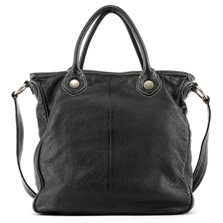 Black Leather Pocket 2-Way Bag
