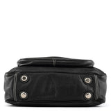 Black Leather Pocket 2-Way Bag