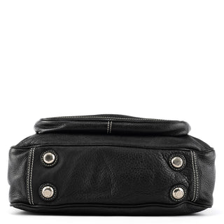 Black Leather Pocket 2-Way Bag