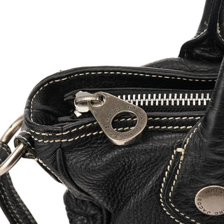 Black Leather Pocket 2-Way Bag