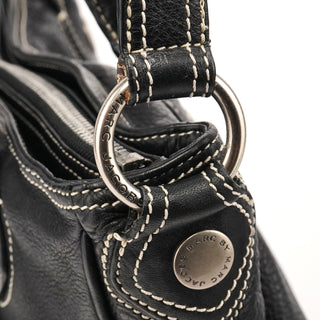 Black Leather Pocket 2-Way Bag
