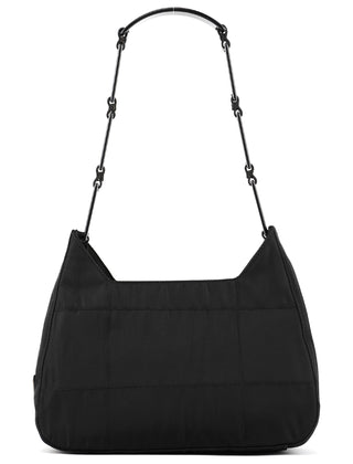 B8362 Black Tessuto Impuntu Plastic Chain Shoulder Bag