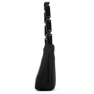 B8362 Black Tessuto Impuntu Plastic Chain Shoulder Bag