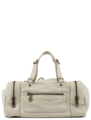 Ivory Leather Camera Boston Bag