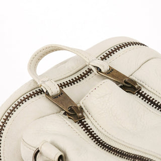 Ivory Leather Camera Boston Bag