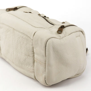 Ivory Leather Camera Boston Bag