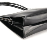 Black Vitello Chic Leather Top Handle Bag