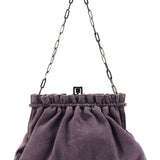 001 4247 Purple Linen Ruched Clutch Shoulder Bag