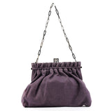 001 4247 Purple Linen Ruched Clutch Shoulder Bag