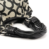 13441 Grey Black Signature Kiss-Lock Tote Bag
