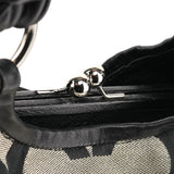 13441 Grey Black Signature Kiss-Lock Tote Bag