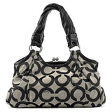 13441 Grey Black Signature Kiss-Lock Tote Bag