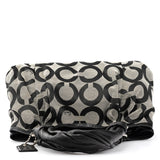 13441 Grey Black Signature Kiss-Lock Tote Bag