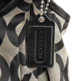 13441 Grey Black Signature Kiss-Lock Tote Bag