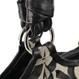 13441 Grey Black Signature Kiss-Lock Tote Bag