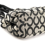 13441 Grey Black Signature Kiss-Lock Tote Bag