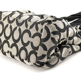 13441 Grey Black Signature Kiss-Lock Tote Bag