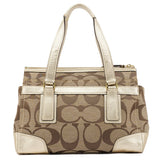 F11620 Beige Signature Turnlock Tote Bag