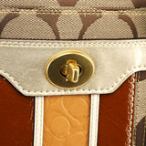 F11620 Beige Signature Turnlock Tote Bag