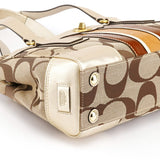 F11620 Beige Signature Turnlock Tote Bag