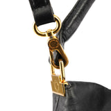 Black Leather Multi-Pocket 2-Way Bag
