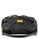 Black Leather Multi-Pocket 2-Way Bag
