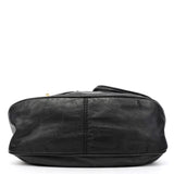 Black Leather Multi-Pocket 2-Way Bag