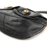 Black Leather Multi-Pocket 2-Way Bag