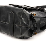 Black Oversized Leather Pocket Tote Bag