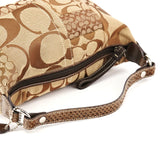 Beige Brown Signature Patchwork Hobo Bag