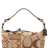 Beige Brown Signature Patchwork Hobo Bag