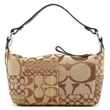 Beige Brown Signature Patchwork Hobo Bag