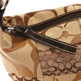 Beige Brown Signature Patchwork Hobo Bag